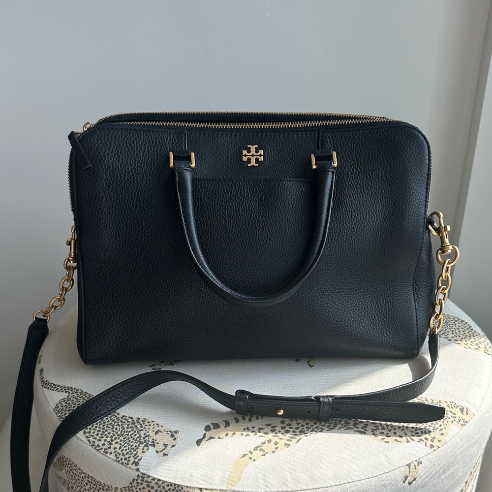 Tory Burch Black Pebbled Leather Satchel